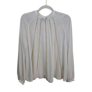 Les Petites Paris Ivory Open Crochet Detail Balloon Sleeve Blouse Size M